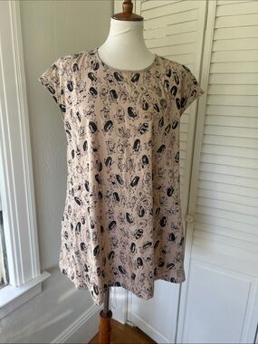 Nooworks Beige and Black Printed Tunic Top